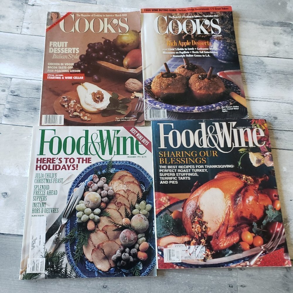 Vintage (set of 4) Food and Wine Magazine and Cook's Magazine